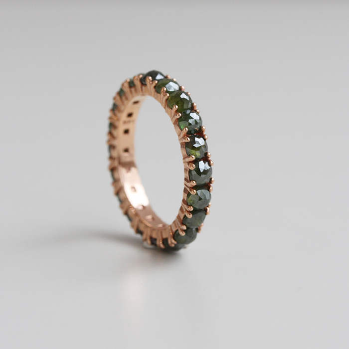 14k 18k Green Rough Diamondity Ring
