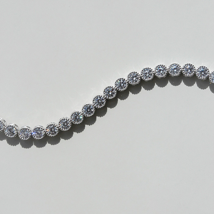 14k18k Bezel Diamond Tennis Bracelet (dia/cubic selectable)