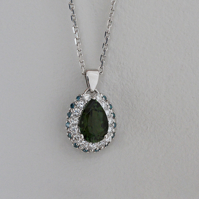 [one jewelry] 1.12ct Green Tourmaline + Melidia + Chungdia Necklace.